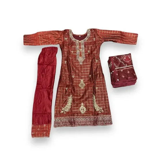 Traditional Cotton Salwar Kameez Set for Girls, Cultural Wear for Kids, 12